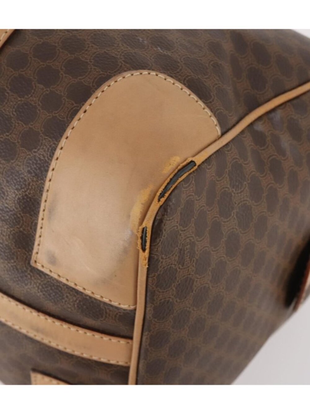 CELINE Macadam Canvas Boston Bag PVC Leather Brown Gold - Picture 7 of 16
